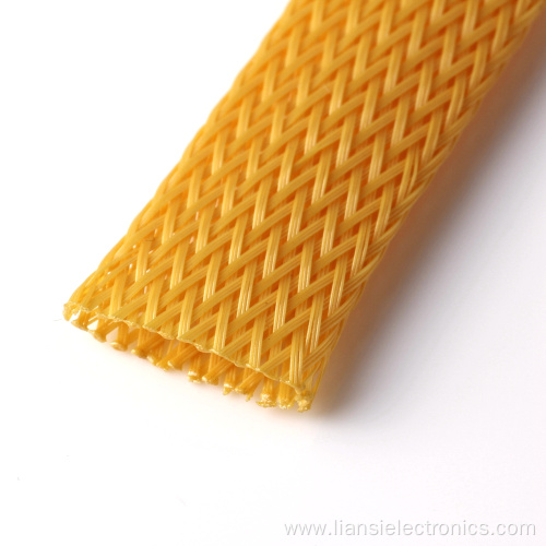 Yellow Expandable automotive braided wire sleeve